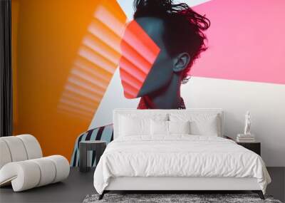 stylish person in vibrant colors and patterns Wall mural