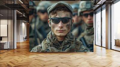 Sunglasses and Camo A Soldier's Style Generative AI Wall mural