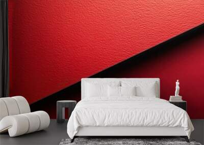 Abstract Red Background with Black Diagonal Line Wall mural