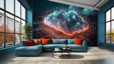 Cloud and edge computing technology concepts support a large number of users Wall mural