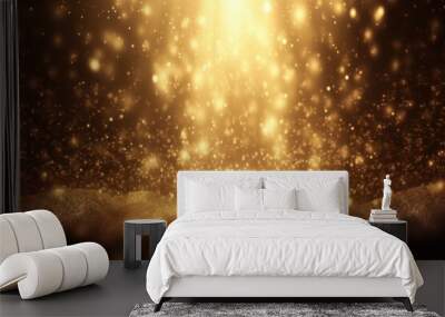 gold abstract background with bokeh defocused lights Wall mural