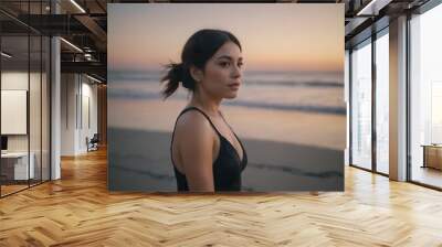 woman on the beach Wall mural