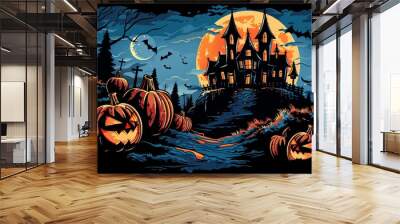 halloween party in sunny evening Wall mural