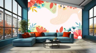 Presentation Background with tropical leaf plant. Wall mural