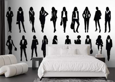 Set of business people silhouette, man and woman team, isolated on white background Wall mural