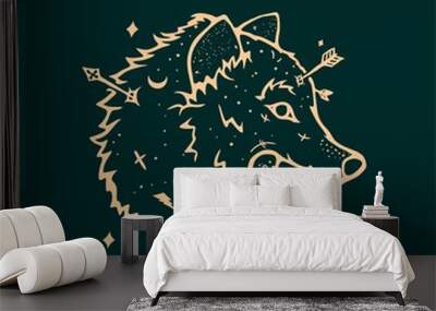 sorcery wolf background illustration Wall mural