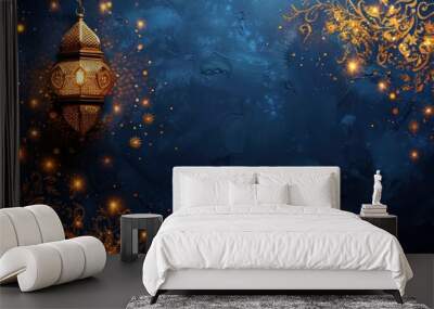 Navy and Gold Islamic Decoration Background With Copy Space Area Wall mural