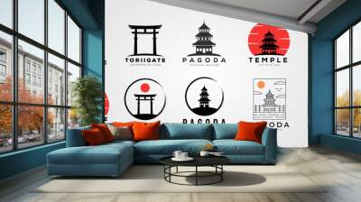 set of torii gate or collection of japan temple logo vector illustration design Wall mural