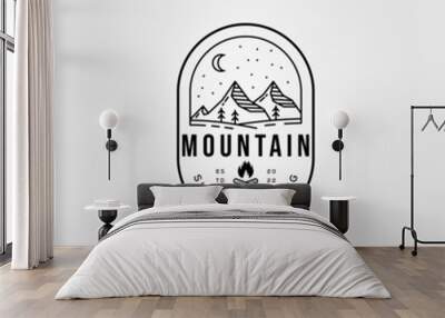 summer camping, mountain, or campfire logo vector illustration design Wall mural