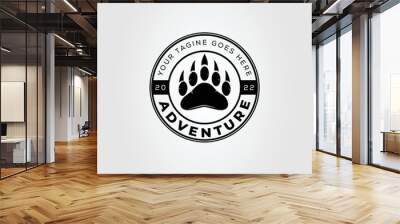 vintage grizzly paws or bear claw logo vector illustration design Wall mural