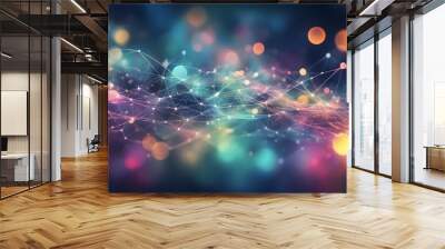 A colorful, abstract image of a network of lines and dots Wall mural