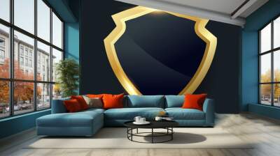 Golden black shield protection emblem vector template Wall mural