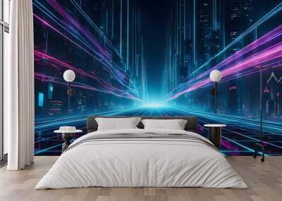 Technology digital abstract background. Colorful, Futuristic impression, with glowing and light effects Wall mural