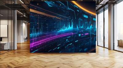 Technology digital abstract background. Colorful, Futuristic impression, with glowing and light effects Wall mural