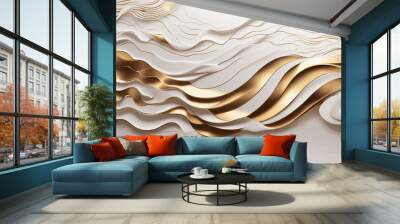 3d white gold waves wallpaper Wall mural