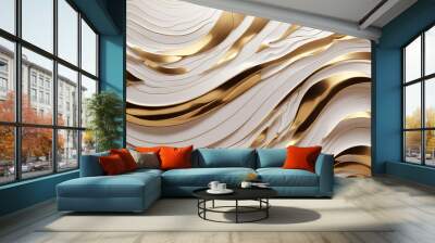 3d white gold waves wallpaper Wall mural