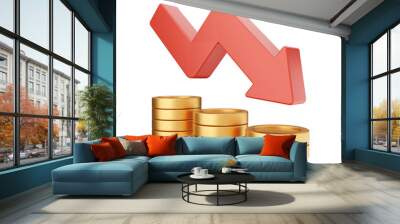 Increase and decrease money dollar yen euro arrow 3d icon illustration Wall mural