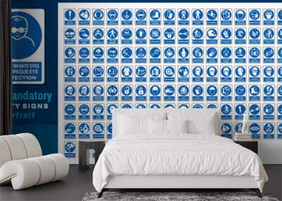 103 set ISO mandatory safety signs V20 size a4/a3/a2/a1	 Wall mural