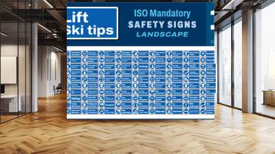 129 set ISO mandatory safety signs v16_lift ski tips_landscape size 1/2 a4,a3,a2,a1	
 Wall mural