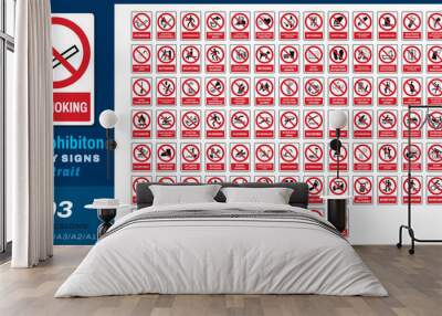 93 set iso prohibition safety signs size v01 a4/a3/a2/a1	
 Wall mural