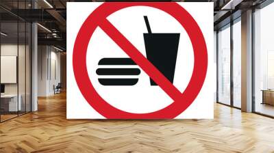 iso prohibition safety signs v2 no eating or drinking symbol and pictogram only size 1 x 1 round shape Wall mural