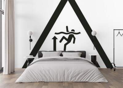 ISO warning safety signs_warning ; deep water._symbol and pictogram only_black and white edition Wall mural