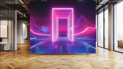 Neon Portal to a Digital World Wall mural