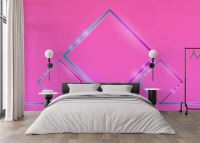 pink podium stage with neon light design background Wall mural