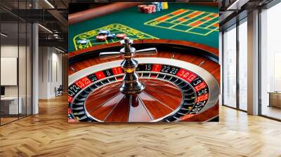 Close up of a classic casino roulette wheel. Wall mural