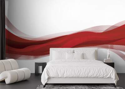 Red wave curve abstract background concept design Wall mural