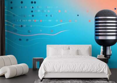 Vintage Microphone with Abstract Background Wall mural