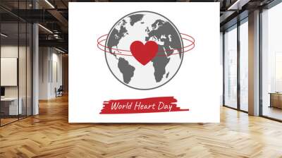 World heart day design on white background Wall mural