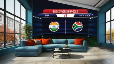 India vs South Africa match concept, ICC Men's Cricket World Cup 2023, stadium background Wall mural