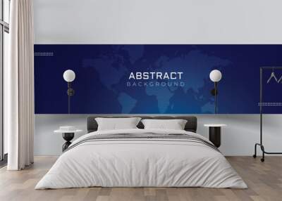 Linkedin banner blue technology with globe background Wall mural