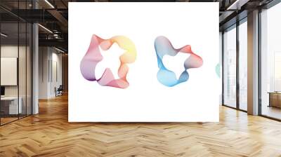 Gradient color blend lines fluid shape elements transparent background. Wall mural