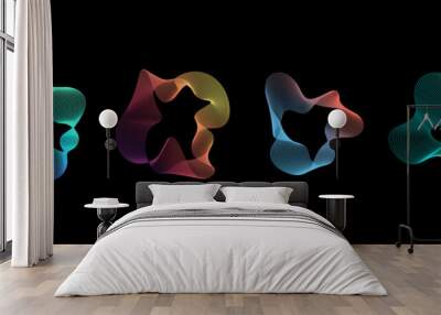 Gradient color blend lines fluid shape elements vector illustration. Wall mural