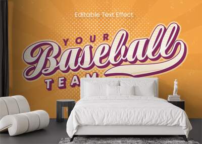 Editable text effect - Baseball Team emblem customized vintage style Wall mural