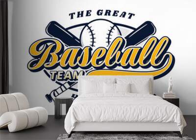 Editable text effect - Baseball Team emblem logo vintage style Wall mural