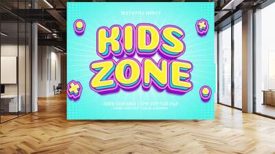 Editable text effect - Kids Zone 3D Colorful trendy cartoon style Wall mural