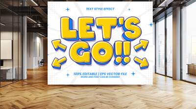 Let's Go 3D flat cartoon style editable text effect Wall mural