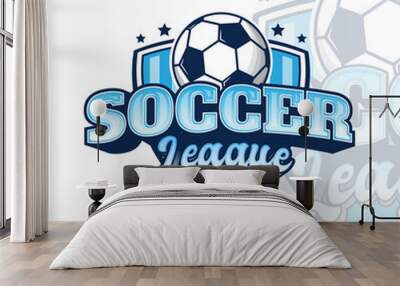 Soccer League emblem logo elements text effect editable Wall mural