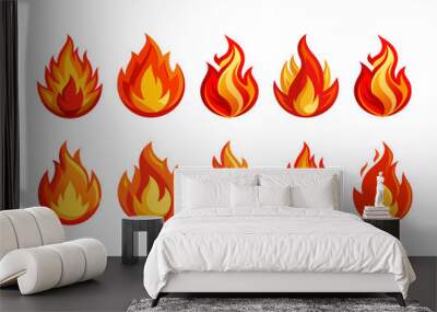 Cartoon fire flame. Image fire, hot burning ignition, flammable fire hot explosion fire danger energy vector concept Wall mural