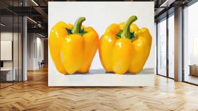 Oil painting depicting a yellow pepper on a white background representing a vibrant ingredient commonly used in cooking to add spice and flavor Wall mural