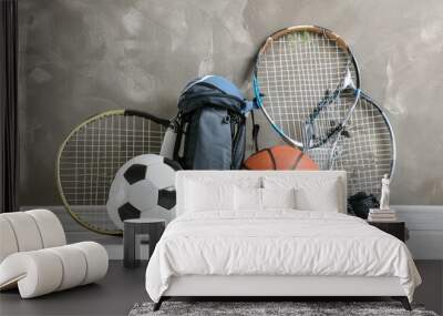 Sports Galore: A Floor Display of Athletic Gear Wall mural