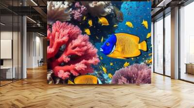 coral reef with fish and coral Wall mural