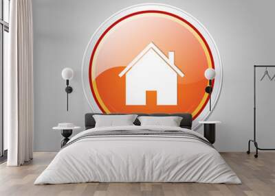 Home Circular Orange Vector Web Button Icon Wall mural