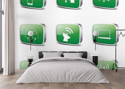 Telecom Communication Square Vector Green Icon Design Set 2 Wall mural