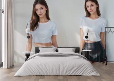 two women in white t shirt Wall mural