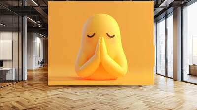 3D Emoji Icon: Hands in Prayer for Gratitude Illustration Logo Wall mural