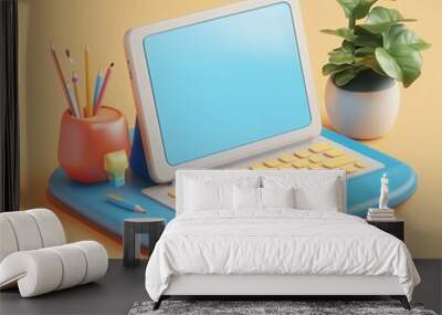 3D Icon: Tablet for Digital Drawing and Design Illustration Logo Wall mural